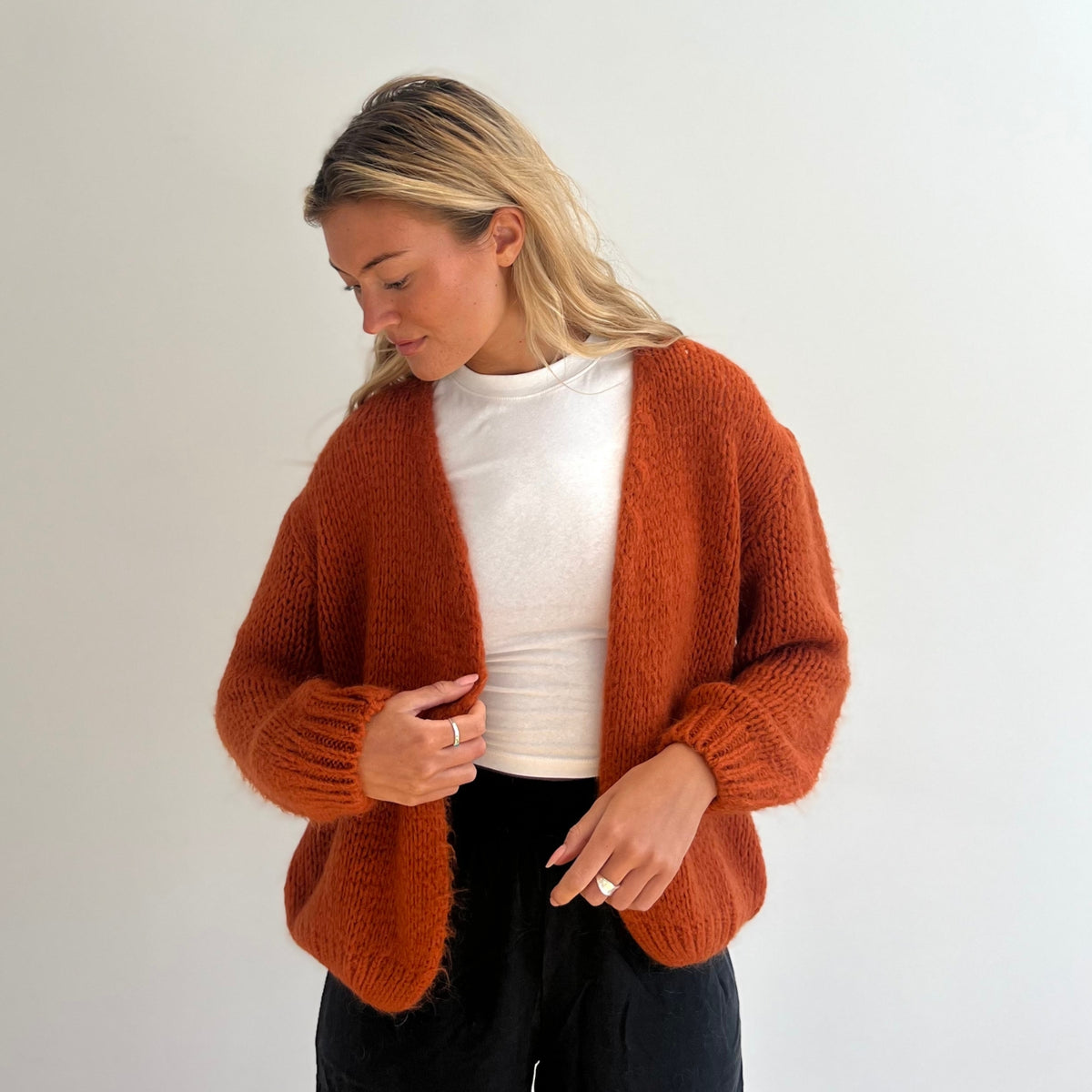 Burnt orange cardigan sweater best sale