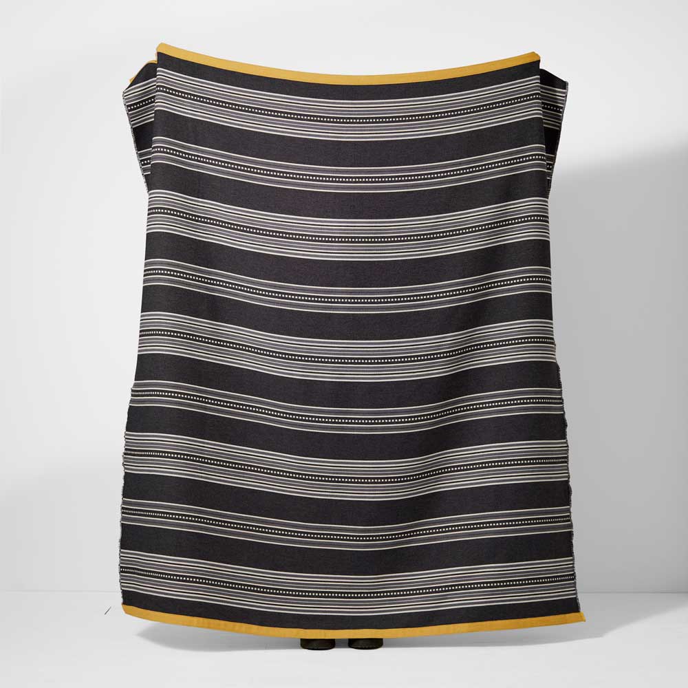 Recycled Cotton Throw Bamburgh Stripe - Charcoal & Ochre