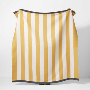 Recycled Cotton Throw Devon Stripe - Charcoal & Ochre