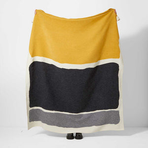 Recycled Cotton Throw Milton - Charcoal & Ochre