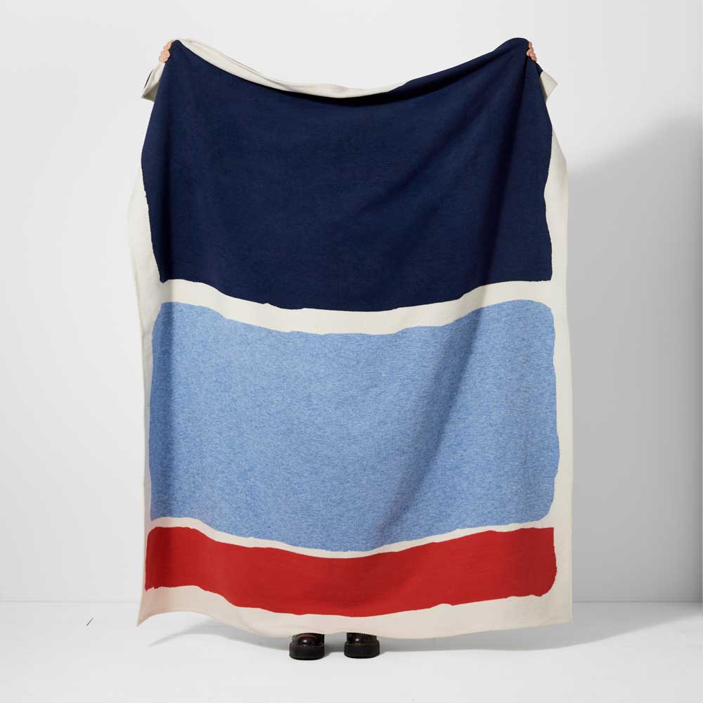 Recycled Cotton Throw Milton - Peony & Airforce