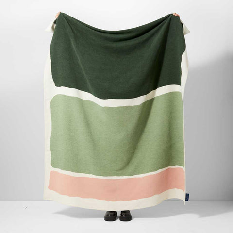 Recycled Cotton Throw Milton - Sage & Pink