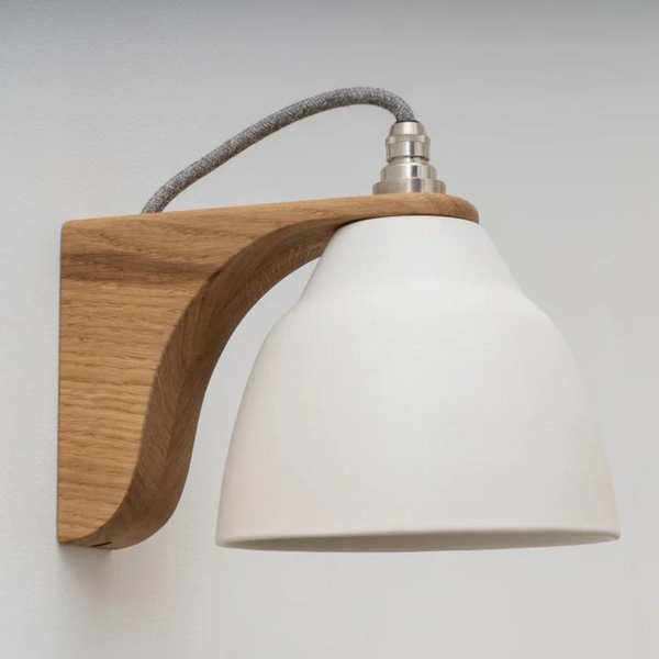 Studio Haran Element Oak and Ceramic Right Angle Wall Light