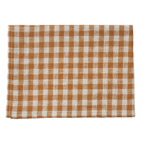 Fog Linen Kitchen Cloth - Rachael Orange Check