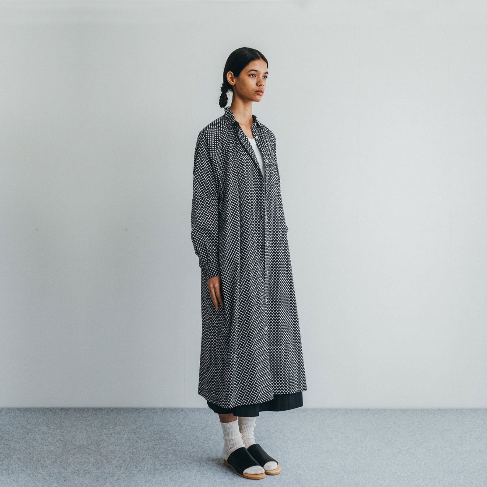 Fog Linen Lipi Cotton Dress - Leaf Black