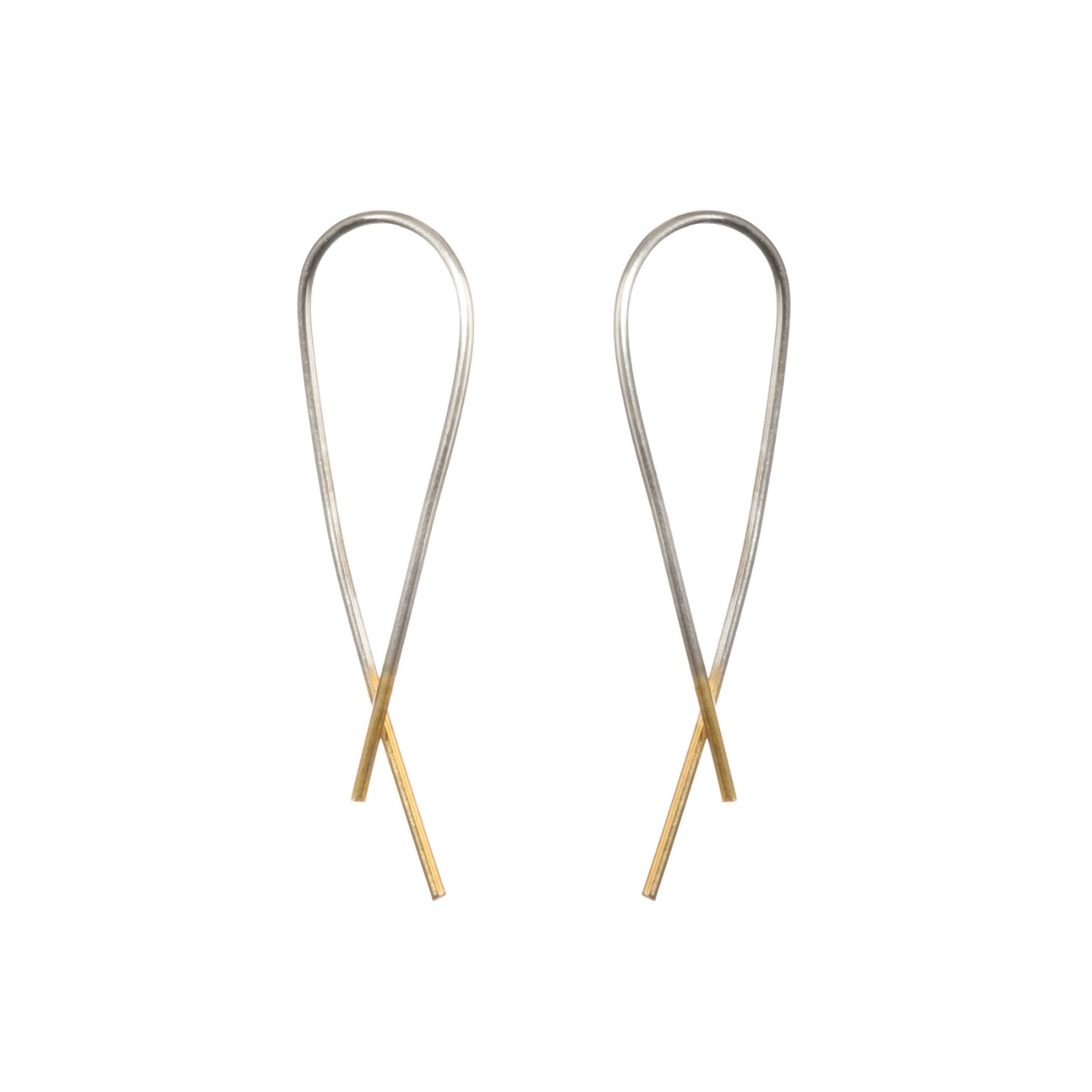 One & Eight Silver Crossover Gold Dipped Earrings