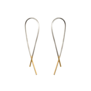 One & Eight Silver Crossover Gold Dipped Earrings
