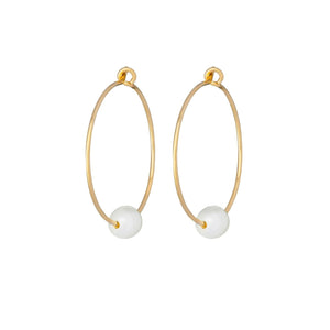 One & Eight Gold Hoop Earrings - Pearl