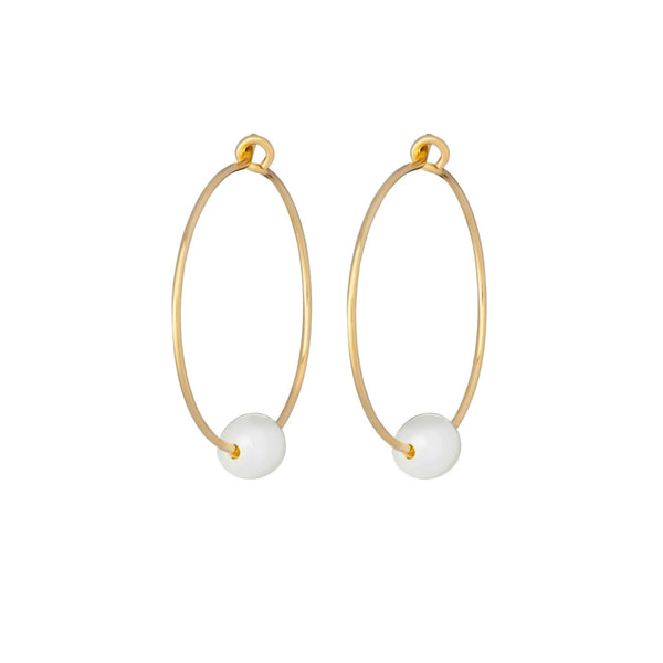 One & Eight Gold Hoop Earrings - Pearl